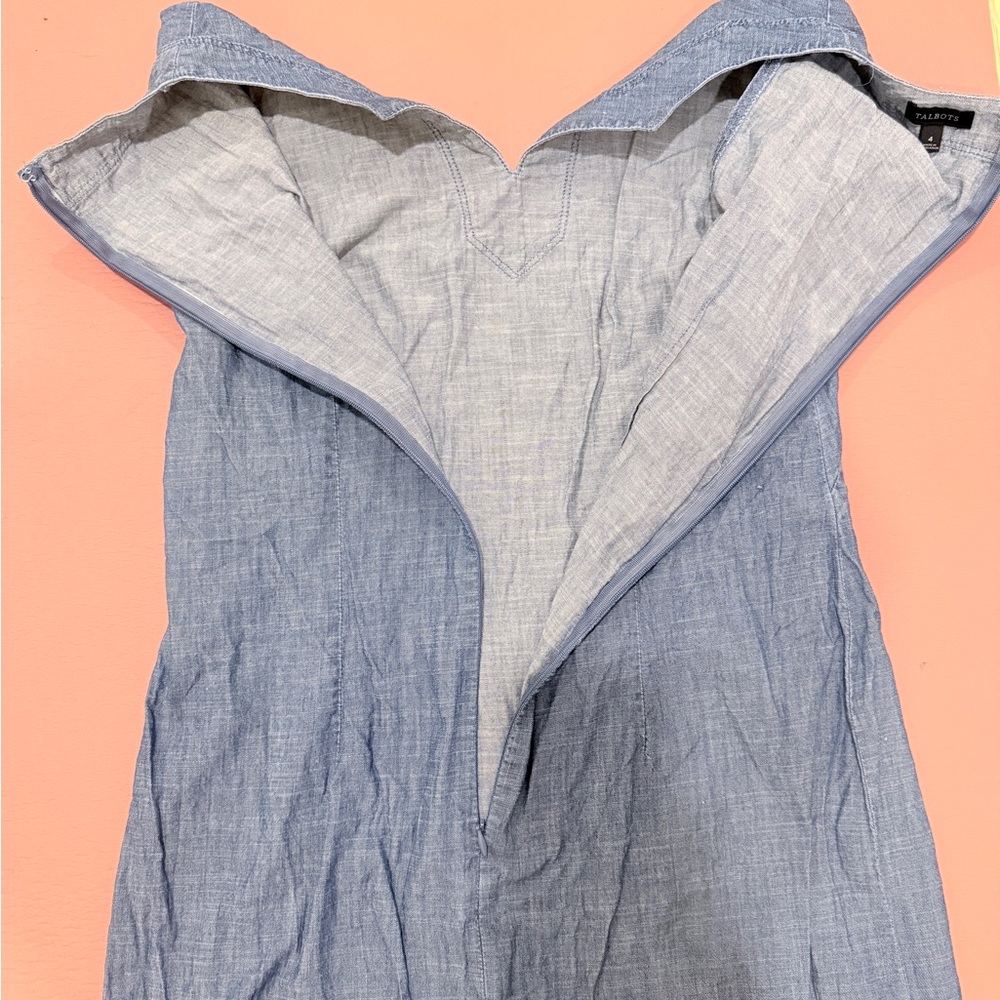Talbots light blue chambray Sleeveless daytime Dress size 4 - Picture 6 of 8